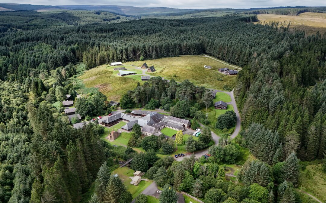 Image shows an ariel view of the Calvert Kielder site, surrounded by woodland.